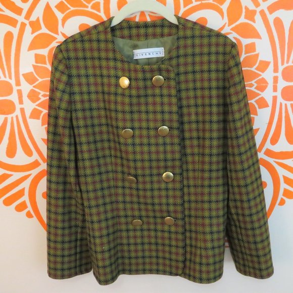 Givenchy Jackets & Blazers - Vintage 90's Givenchy Green Plaid Blazer M